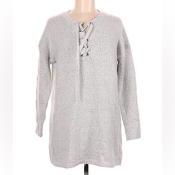 FINAL EUC Akira Comfy Lace-Up Sweater Dress, size M/L. Color: Heather Gray - Picture 1 of 5
